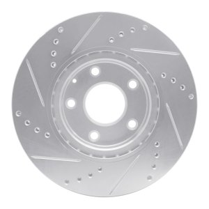 Mazda 3 Brake Rotor (1) - Front Right - R1 Concepts - Drilled & Slotted - Silver - `14-`24